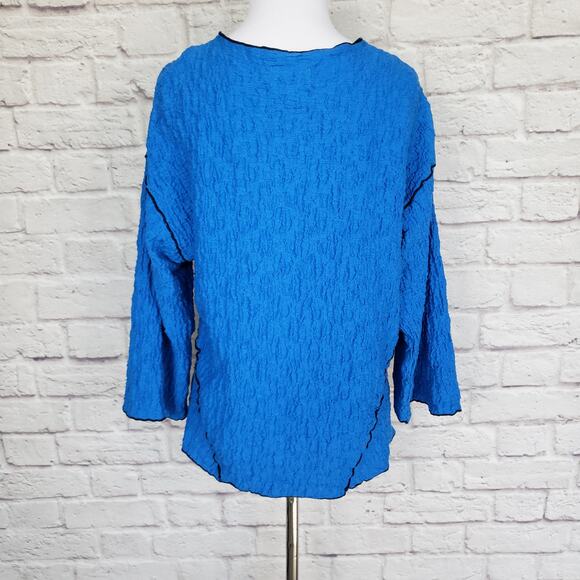 Habitat Sky Blue Textured Cotton Jacket Black Trim Button Front Size S - Picture 9 of 10